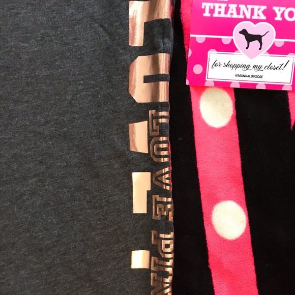 💗VS PINK GREY & ROSE GOLD FOIL SHINE LOGO JOGGERS - Picture 9 of 11